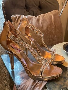 Rose Gold Crystal Embellished Women's Heels